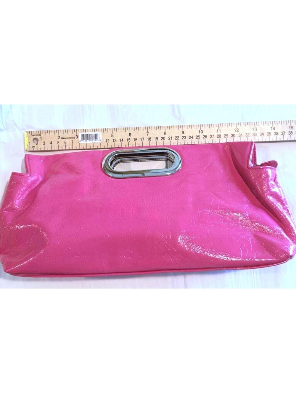 Vintage Candies Hot Pink Faux 80s Vibe Faux Leather Clutch